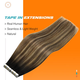 Close-up of Sunny Hair Ombre Tape in Hair Extensions