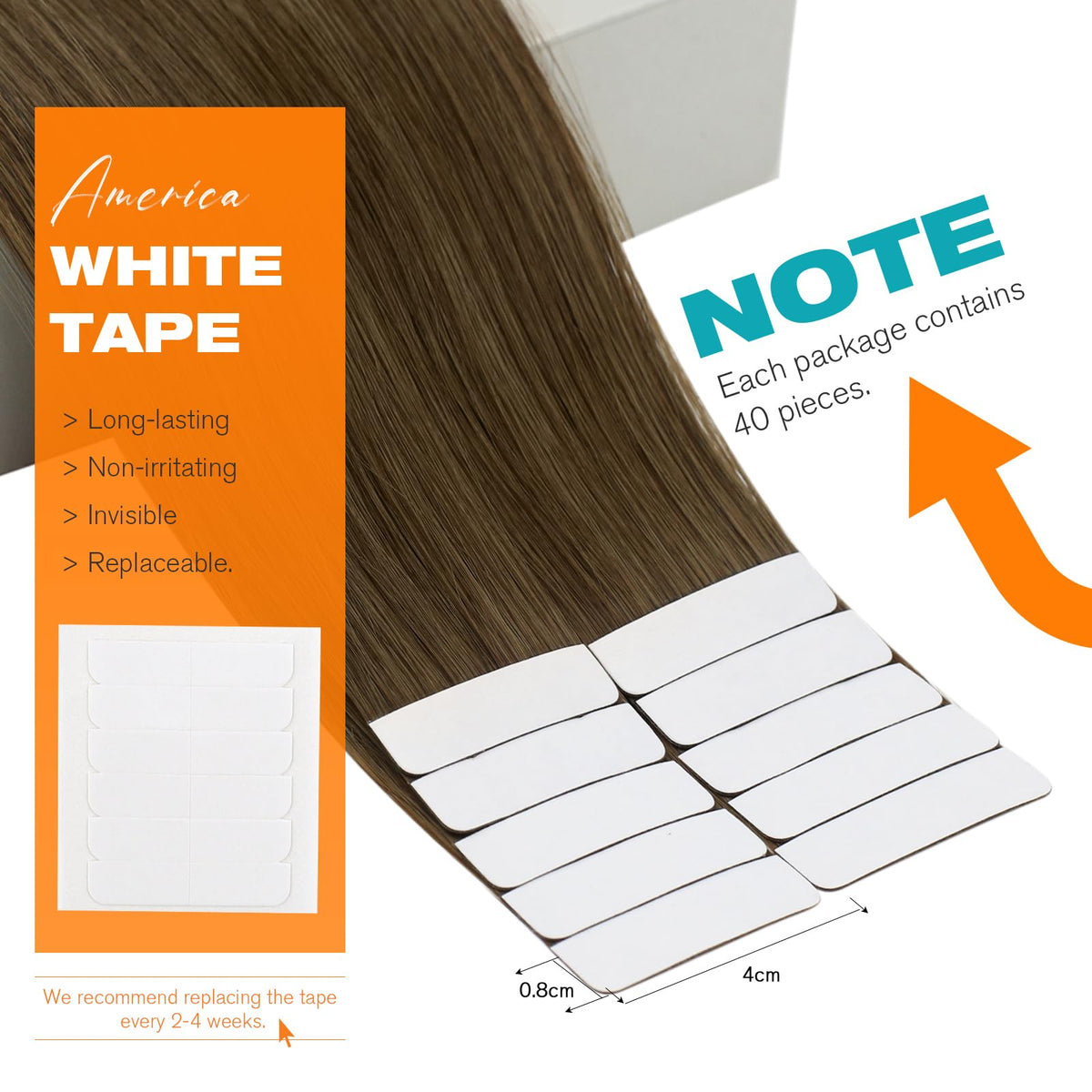 Close-up of Sunny Hair Tape in Hair Extension showing texture