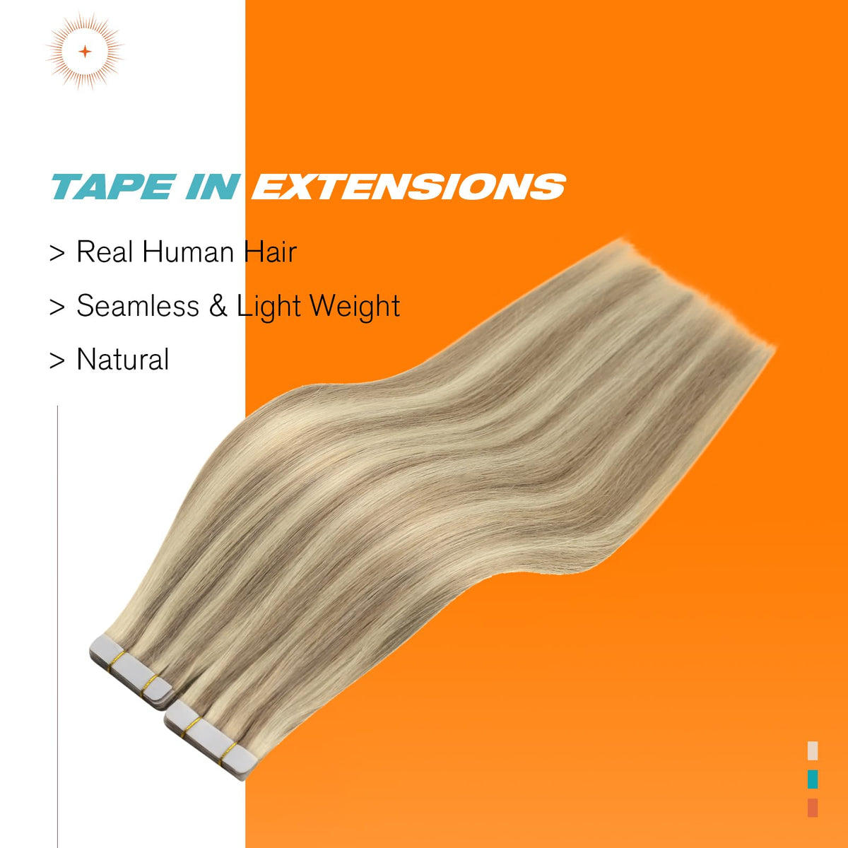 Close-up of Sunny Hair Tape in Hair Extensions showing adhesive