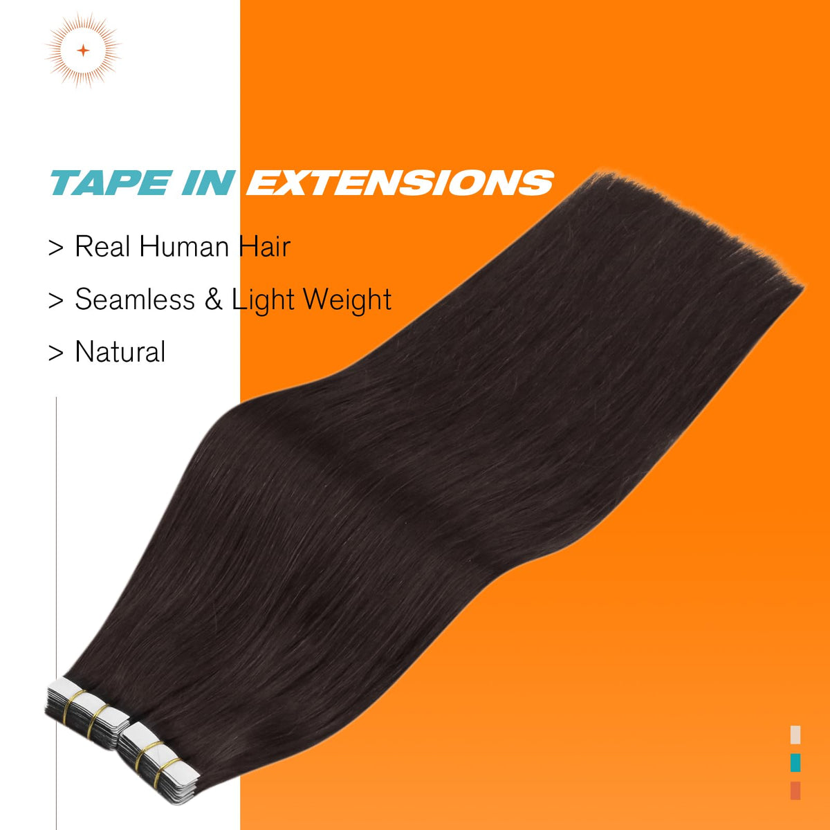 Close-up of Sunny Hair Tape in Hair Extensions showing adhesive