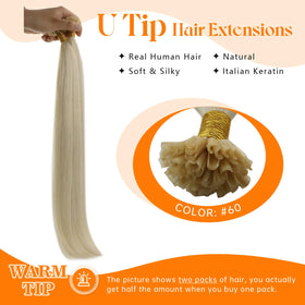 Close-up of Sunny Hair U Tip extensions keratin tip
