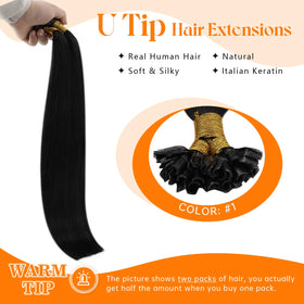 Close-up of Sunny Hair U Tip extensions keratin tip