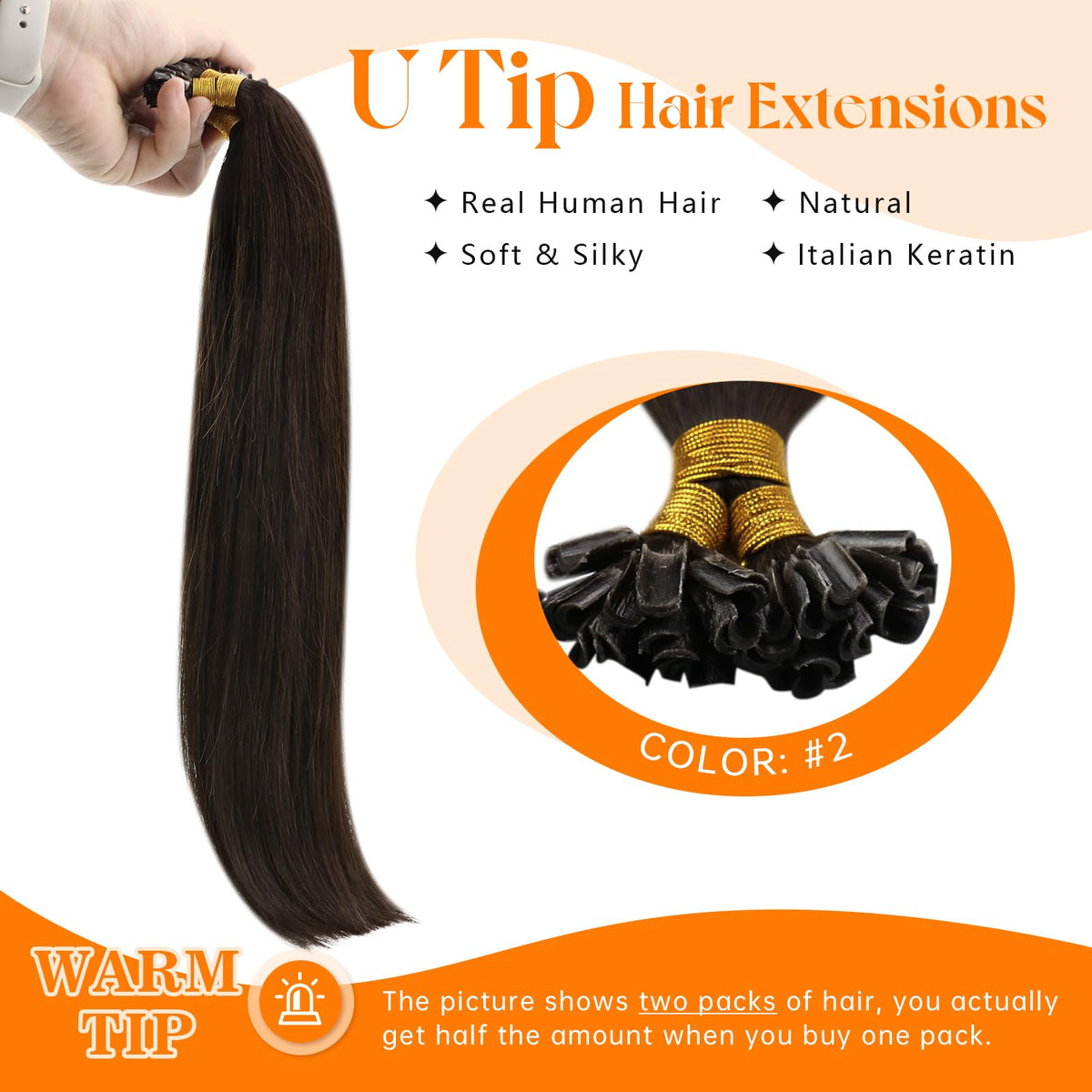 Close-up of Sunny Hair U Tip Extensions keratin tip