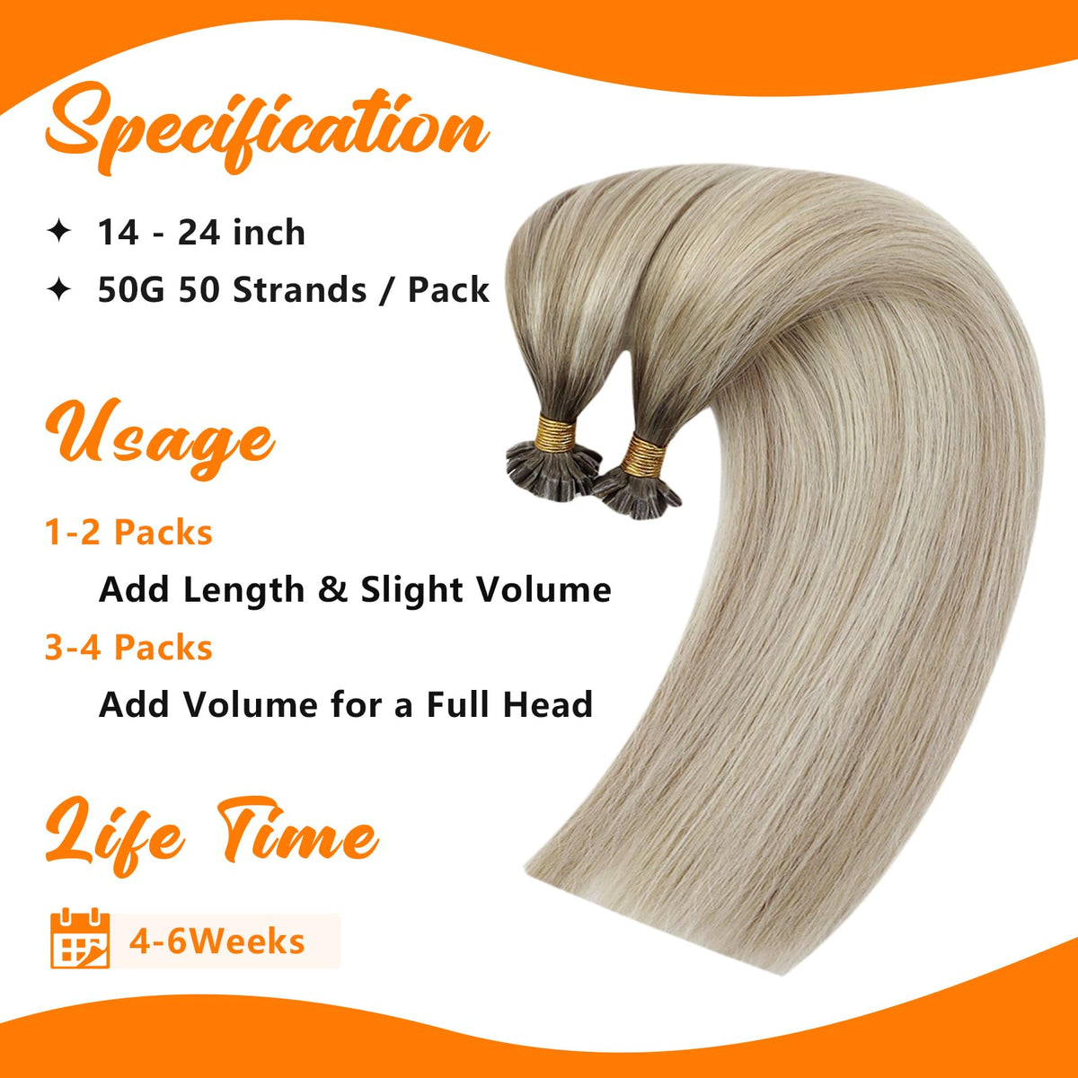 Close-up of Sunny Hair U Tip extensions showing keratin bond