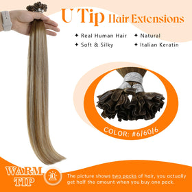 Close-up of Sunny Hair U Tip Extensions showing keratin tip