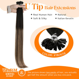 Close-up of Sunny Hair U Tip extensions showing keratin tips