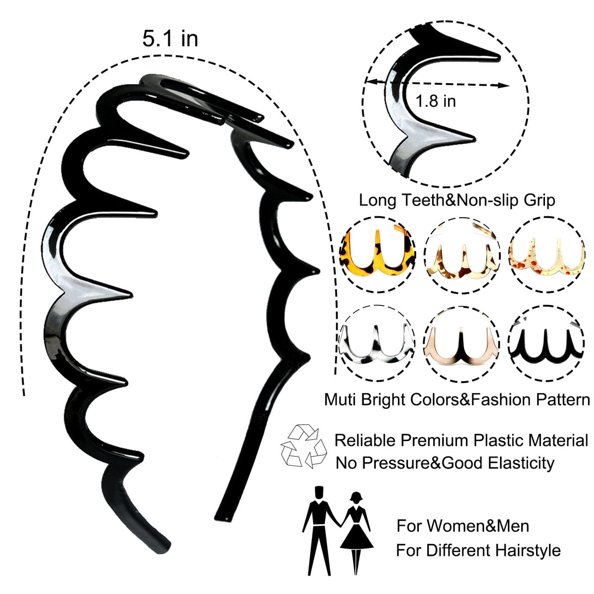 Close-up of Supgoodom Zig Zag Headband with teeth