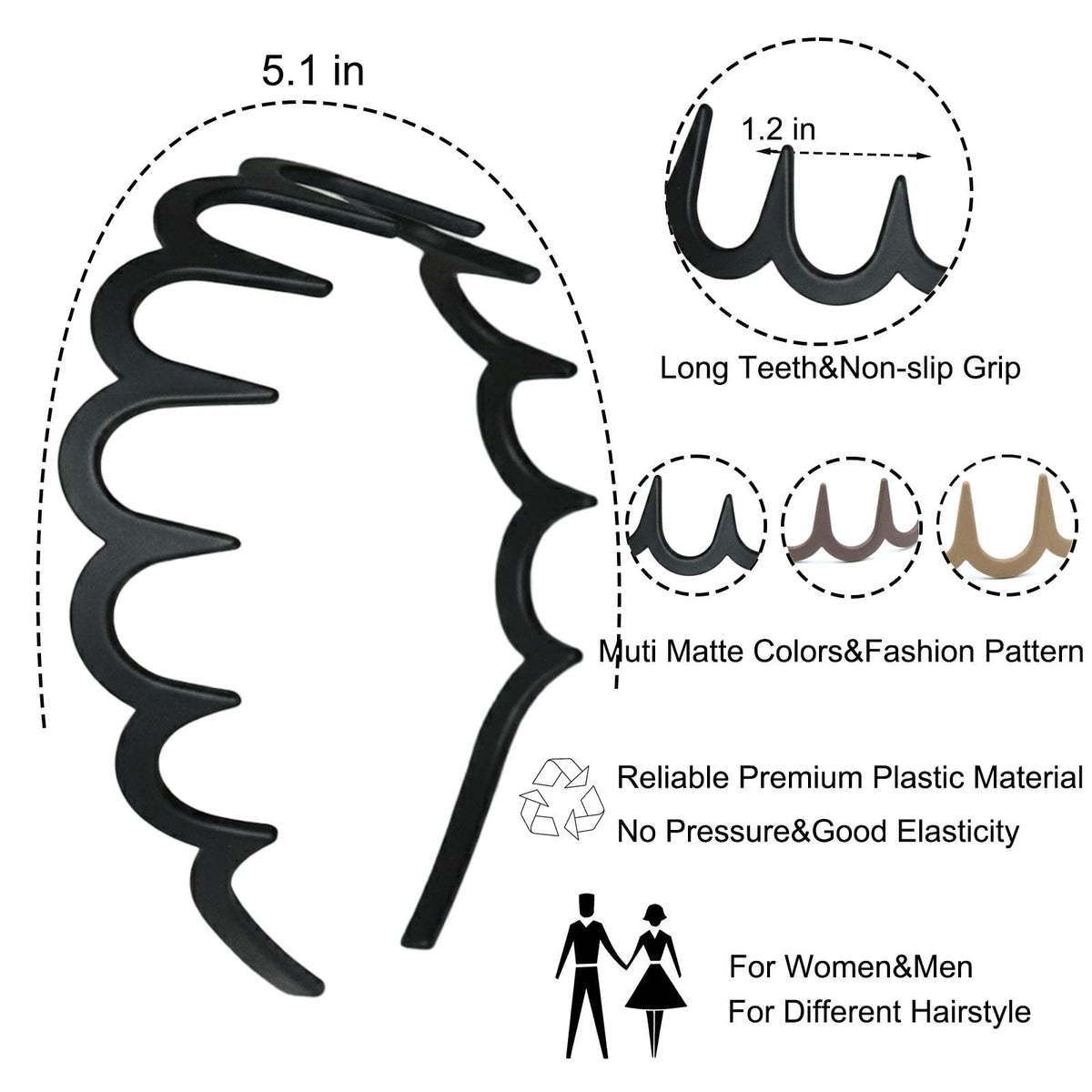 Close-up of Supgoodom Zig Zag Headband with teeth