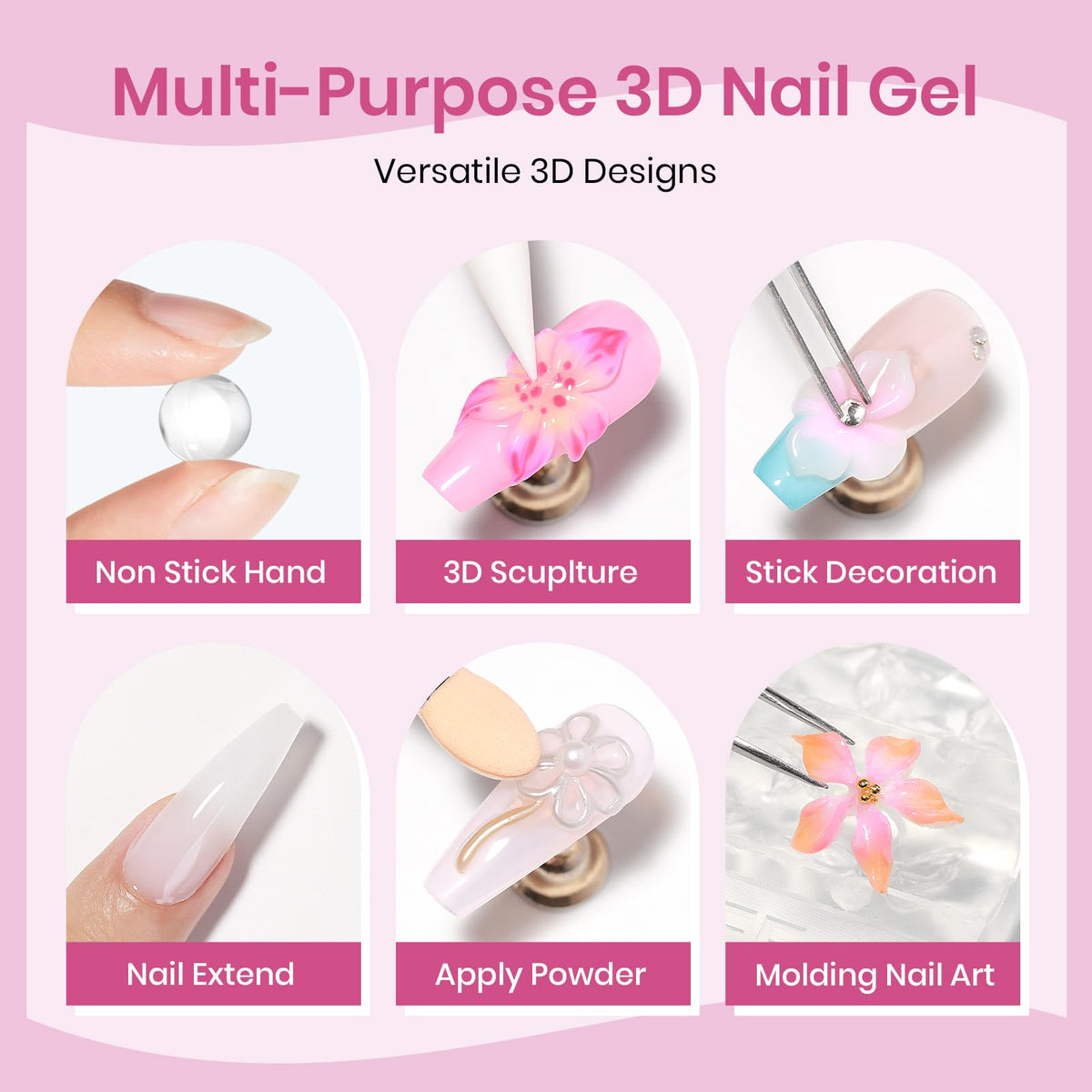 Close-up of SUPWEE 3D Nail Gel application on nails