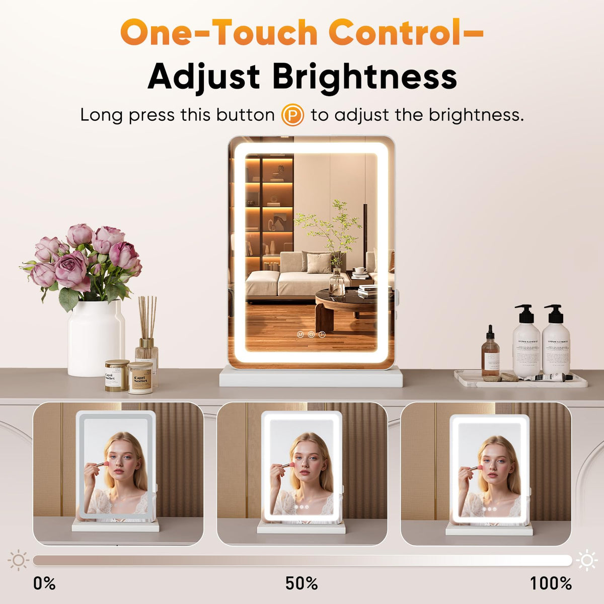 Close-up of Sweetcrispy vanity mirror USB charging port