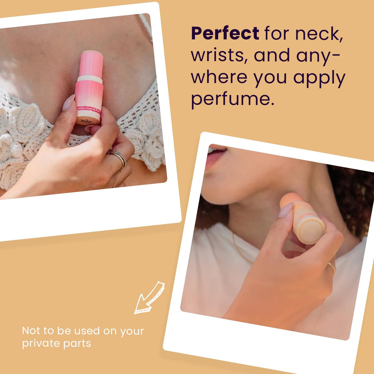 Close-up of Sweetums Solid Perfume Stick packaging
