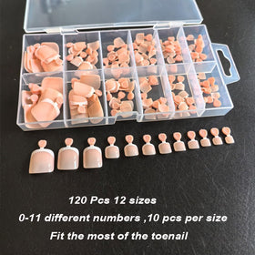 Close-up of SWRITATSK toenail tips showing tapered fit