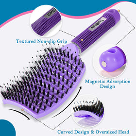 Close-up of TaiBest hair brush bristles showing natural boar hair