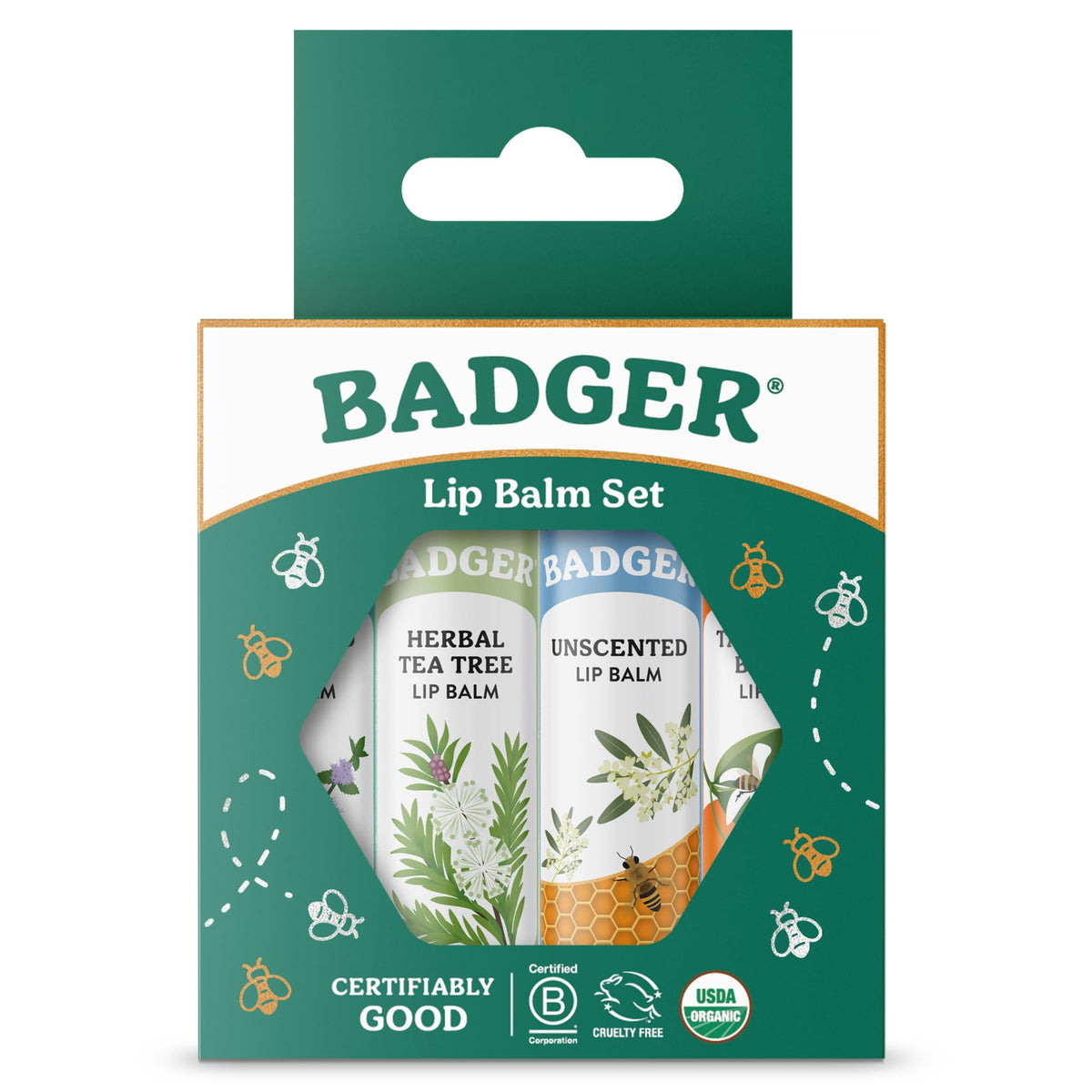 Close-up of Tangerine Breeze lip balm from Badger