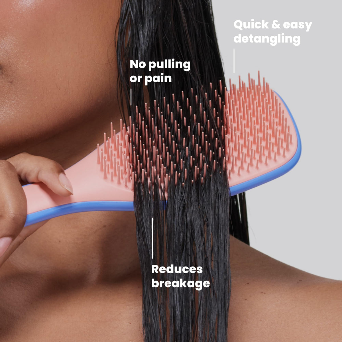 Close-up of TANGLE TEEZER brush teeth