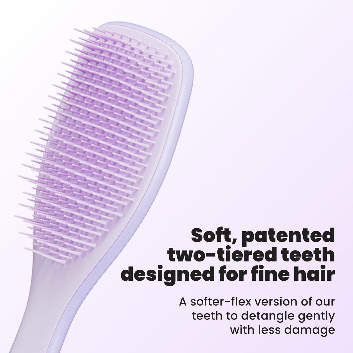 Close-up of TANGLE TEEZER brush teeth showing soft-flex design