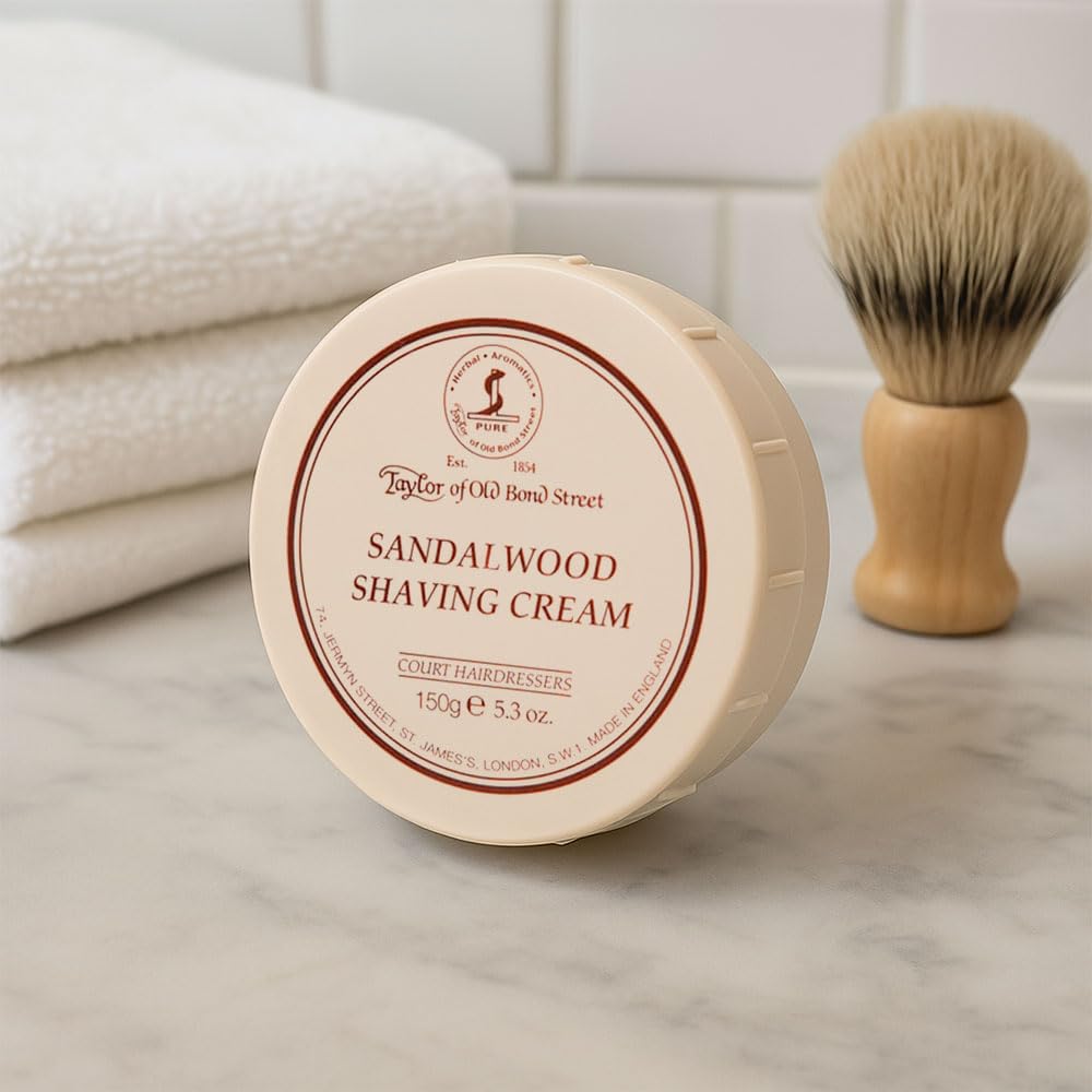 Close-up of Taylor Sandalwood Shaving Cream texture