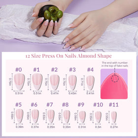 Close-up of Teenitor matte almond press on nails