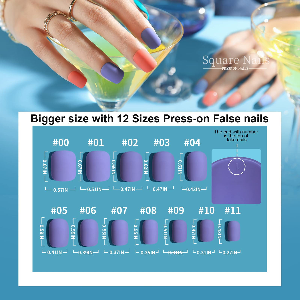 Close-up of Teenitor matte press on nails in various colours