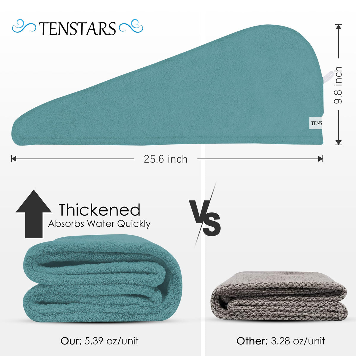Close-up of TENSTARS Hair Towel Wrap showing elastic loop design