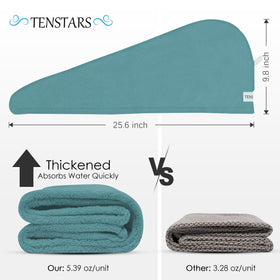 Close-up of TENSTARS Hair Towel Wrap showing elastic loop design