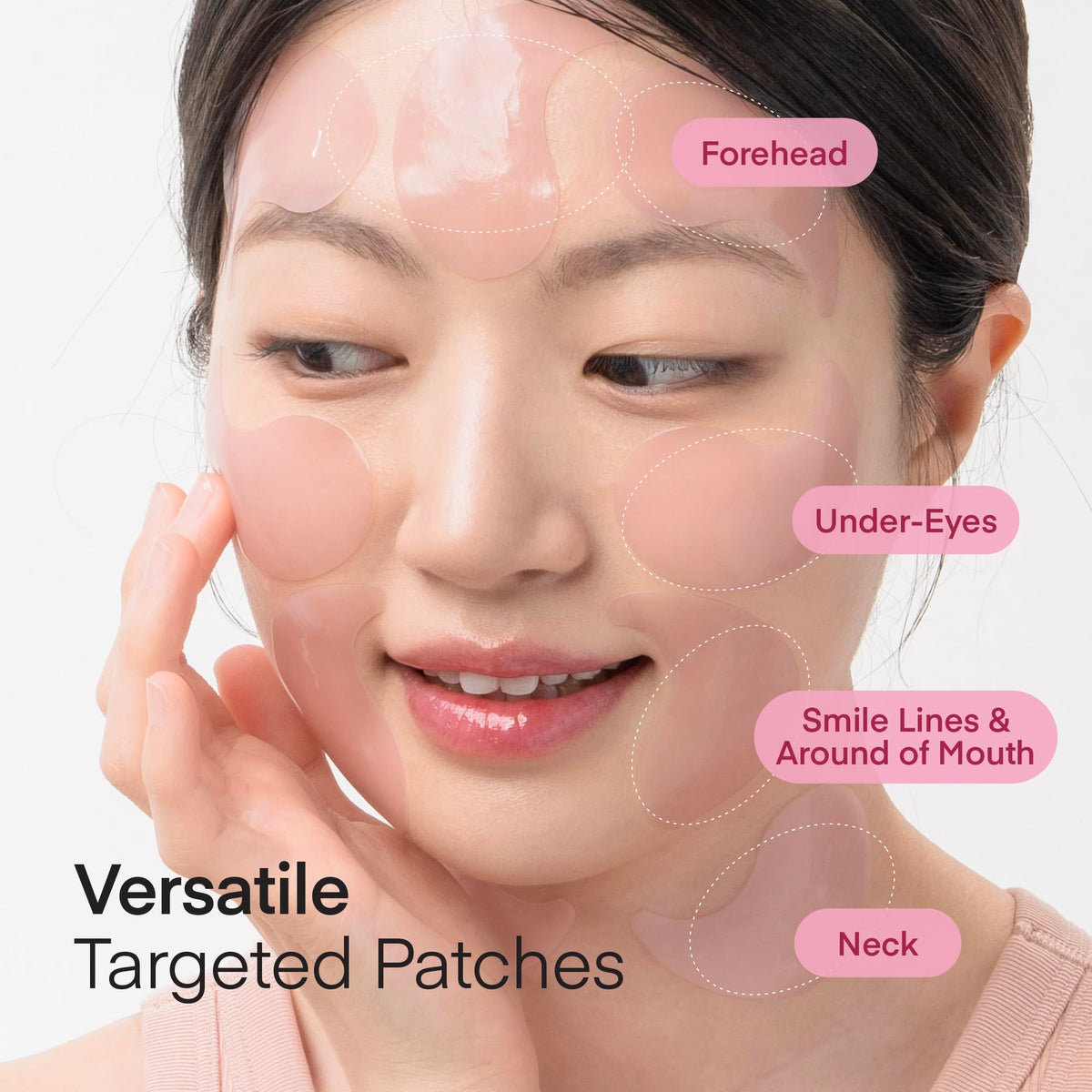 Close-up of TEREZ & HONOR eye patches on skin