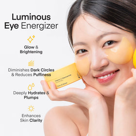 Close-up of TEREZ & HONOR eye patches with packaging