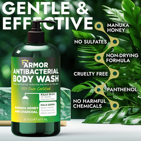 Close-up of Terramed body wash pump and label