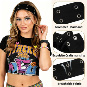 Close-up of TERSE Grommet Headband showing grommet detailing