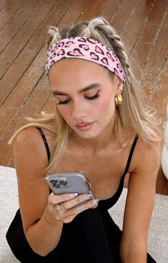 Close-up of TERSE Leopard Headband showing stretchy fabric