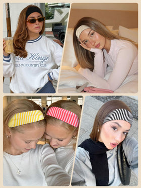 Close-up of TERSE Stripe Headband in black and red stripes