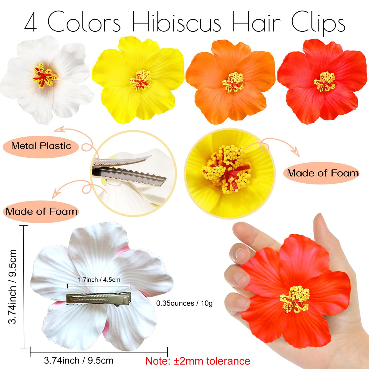 Close-up of Tetizo Hawaiian Flower Hair Clip in yellow