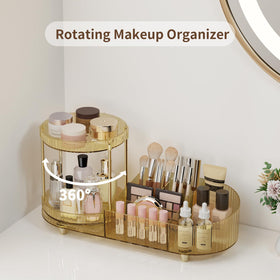 Close-up of the 360 rotating feature of the makeup organizer
