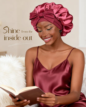 Close-up of the buttery satin texture of YANIBEST Bonnet
