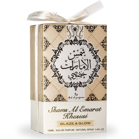Close-up of the cap of Shams Al Emarat Khususi Glaze & Glow Eau de Parfum