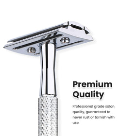 Close-up of the double-sided blade of Keropy Safety Razor