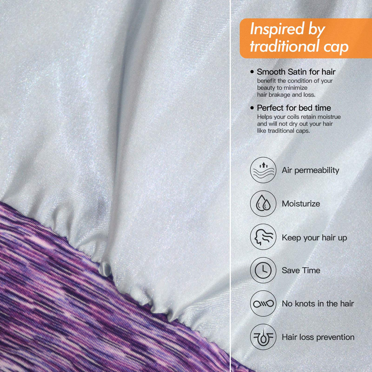 Close-up of the elastic strap band of the sleep cap