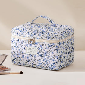 Close-up of the floral design on HBselect makeup bags