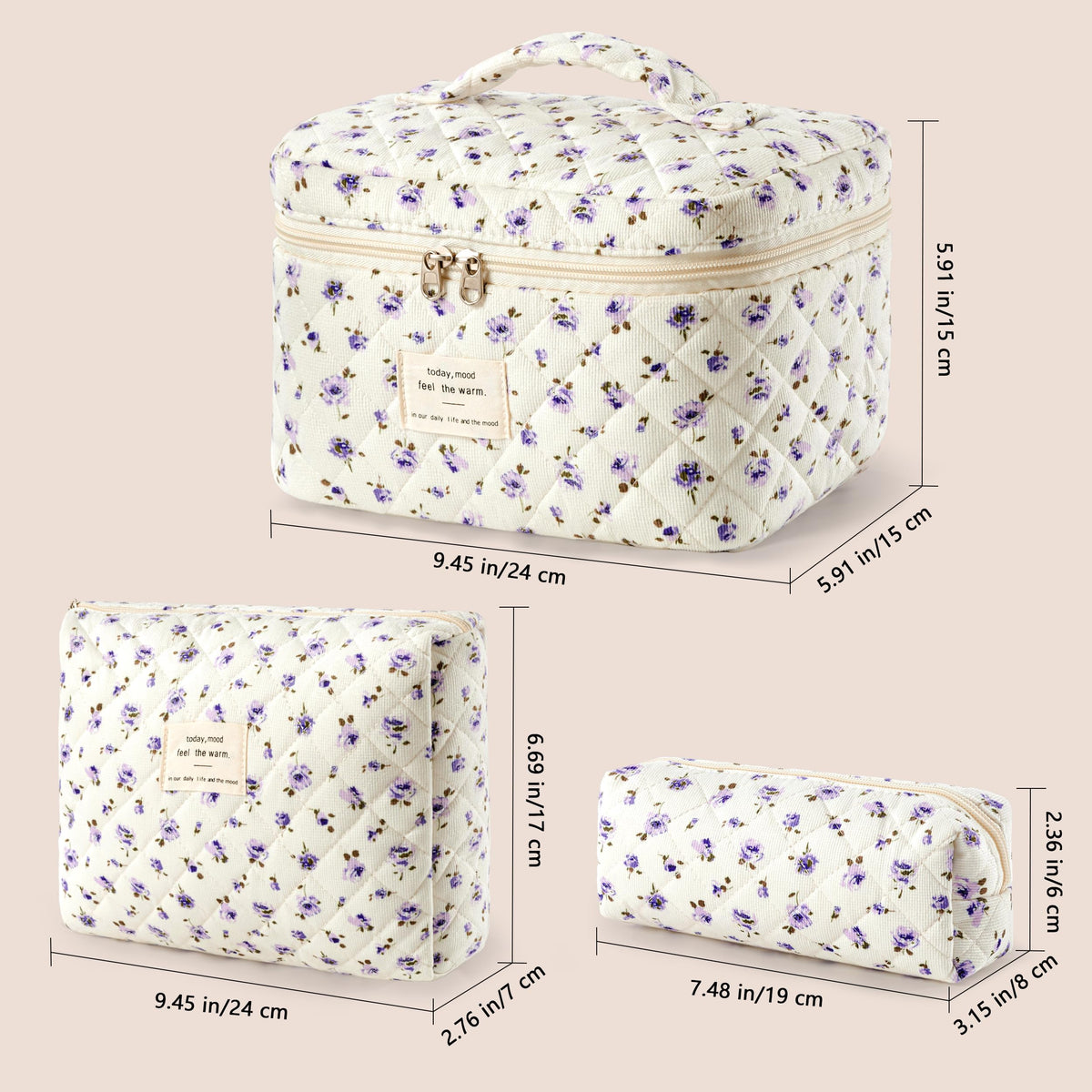 Close-up of the gold-plated zipper on HBselect Makeup Bag