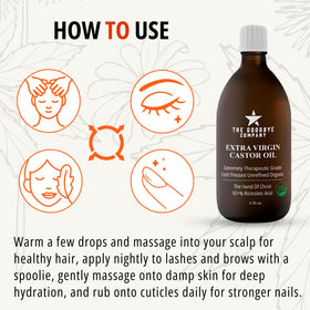 Close-up of The Goodbye Company Organic Castor Oil bottle and cap