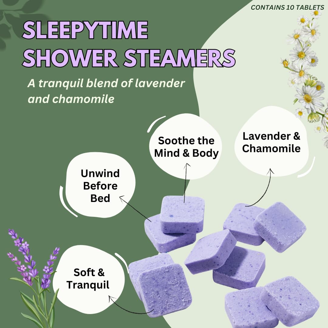 Close-up of The Herbal Zen lavender shower steamer with essential oils