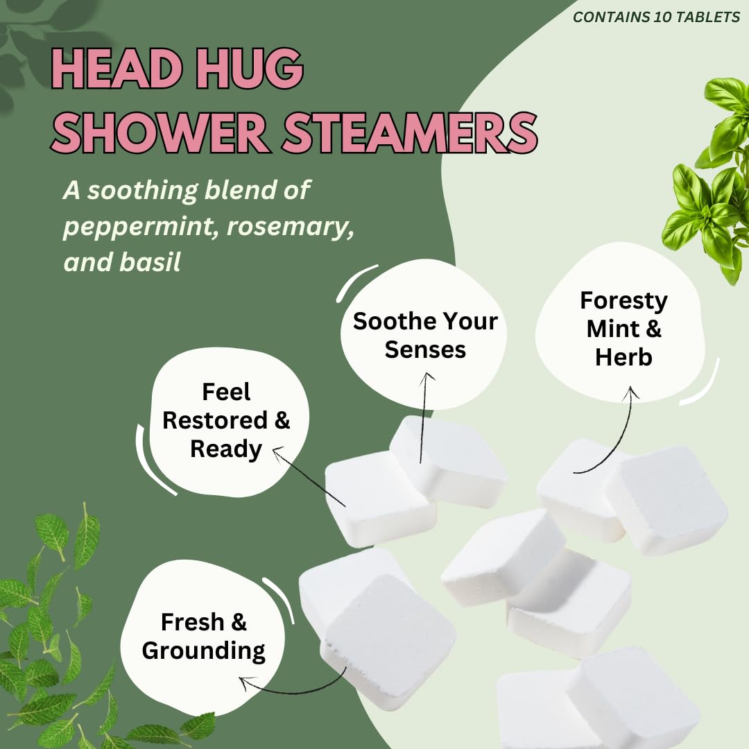 Close-up of The Herbal Zen Shower Steamer with essential oil blend