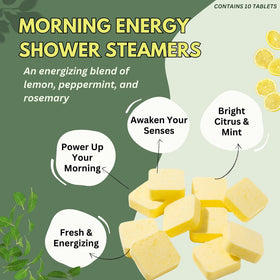 Close-up of The Herbal Zen shower steamers with peppermint and lemon scent