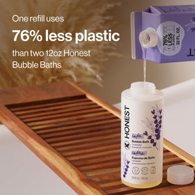 Close-up of The Honest Company Bubble Bath Lavender Calm ingredients list