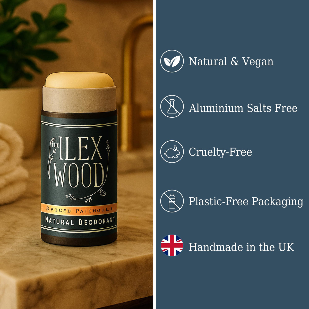 Close-up of The Ilex Wood Natural Deodorant Spiced Patchouli showing texture