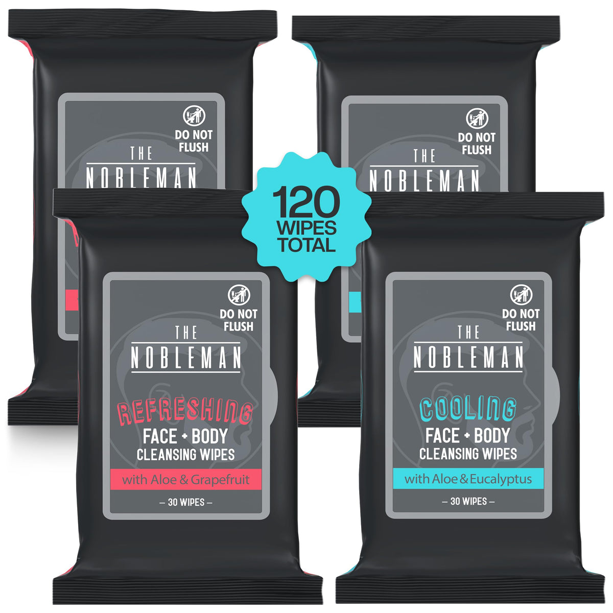 Close-up of The Nobleman Cooling Cleansing Wipes with Aloe & Eucalyptus