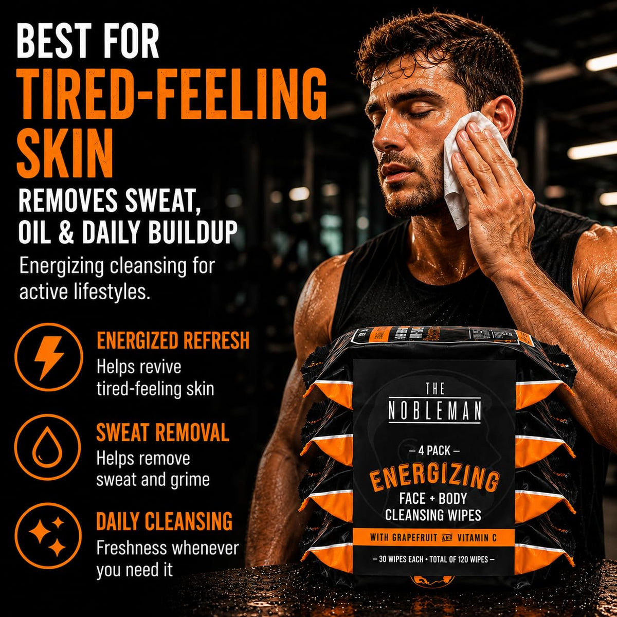 Close-up of The Nobleman Energizing Grapefruit Cleansing Wipes
