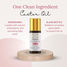 Close-up of the rose quartz rollerball on Grandma Flo's Naturals castor oil