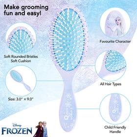 Close-up of the rounded bristles on the Frozen hairbrush