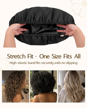 Close-up of the satin interior of YANIBEST Shower Cap